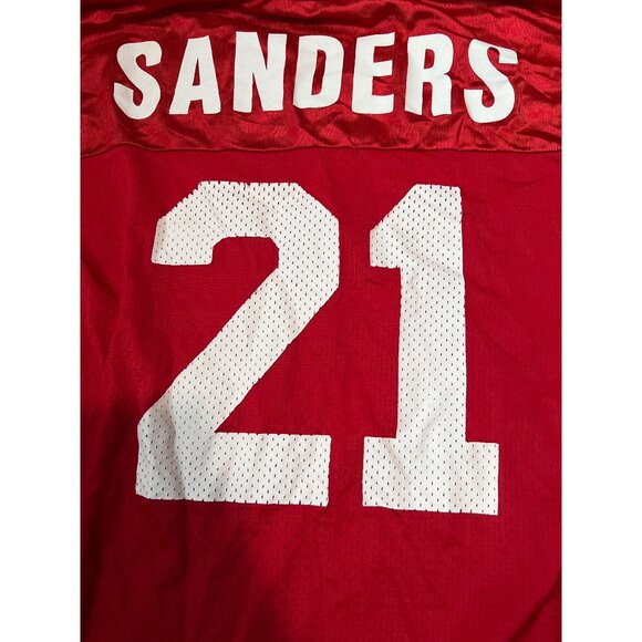 Champion Red Football Jersey DION Sanders #21 Size 40 Medium 100% Nylon Vintage - Picture 2 of 4